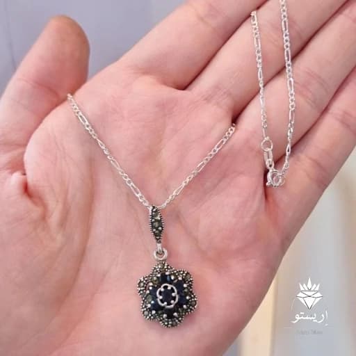 گردنبند نقره جواهر سنگ اصل(یاقوت کبود)عیار 925 ساخت ترکیه — تصویر ۴