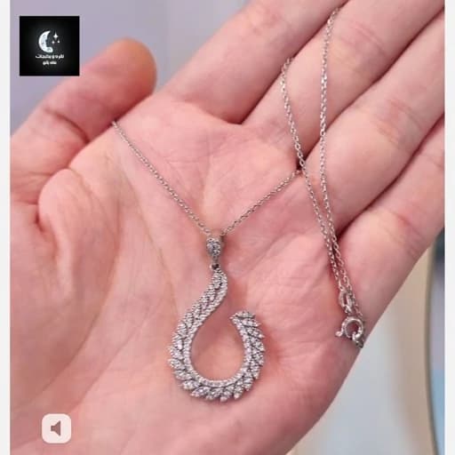 گردنبند نقره زنانه پرکارعیار925 با آبکاری طلا سفید