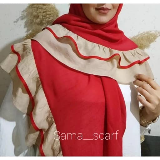 روسری و شال روسری قرمز وال اسلپ شال — تصویر ۴