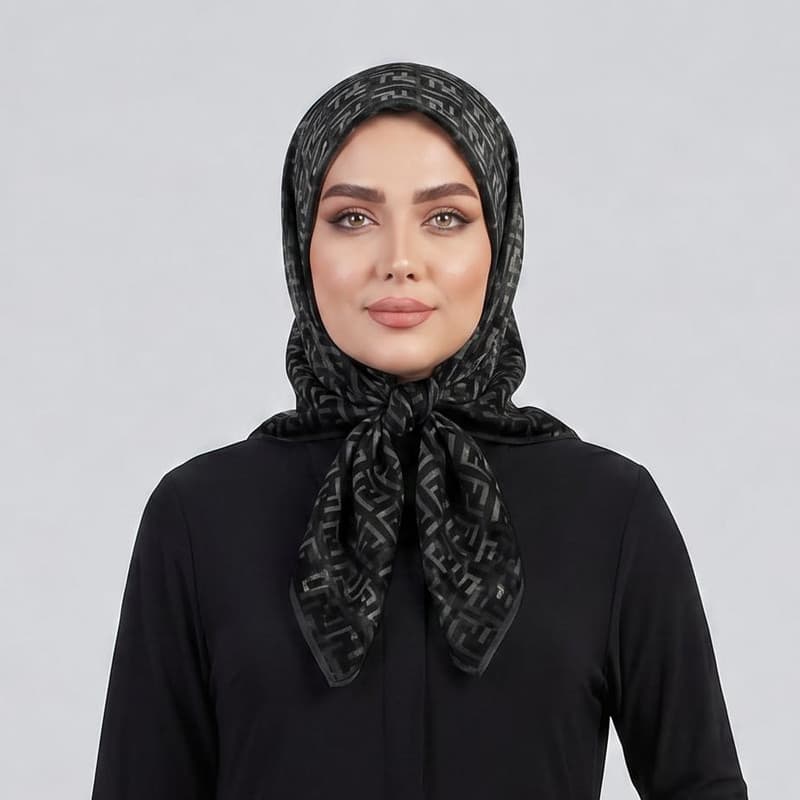 روسری زنانه مدل مینی اسکارف توری طرح F — تصویر ۶