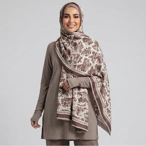 شال زنانه مدل ابریشم طرح جنگل کد Ab410