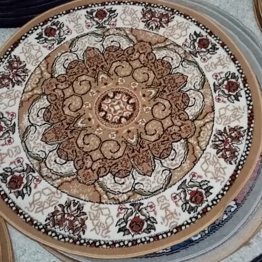 گلیم فرش ماشینی کاشان طرح چکاوک بادومی پادری دایره (1*1)پس کرایه — تصویر ۲