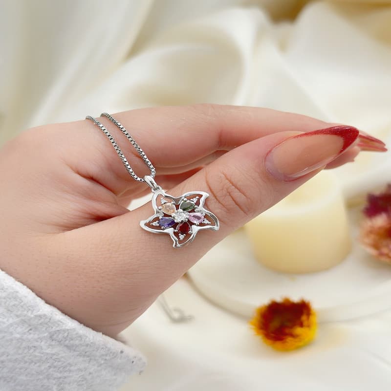 گردنبند نقره زنانه مدل گل کد 0018 — تصویر ۳