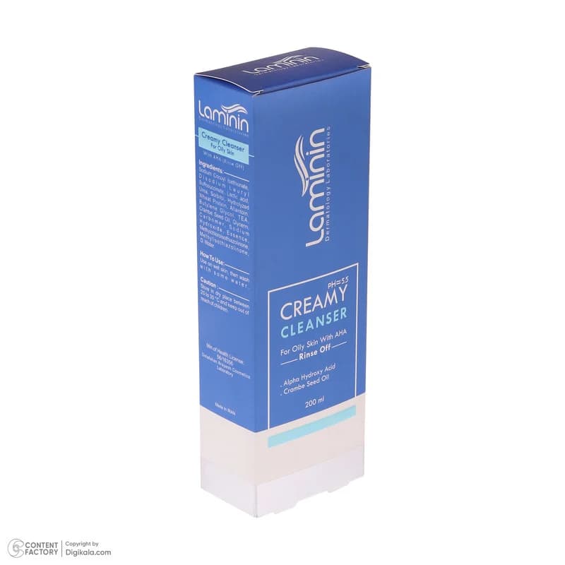 کرم شستشوی صورت رطوبت رسان لامینین مدل AHA مناسب پوست چرب حجم 200 میلی لیتر — تصویر ۵
