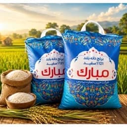 برنج پاکستانی 1121 دانه بلند مبارک باارسال رایگان (10کیلوگرم) — تصویر ۳