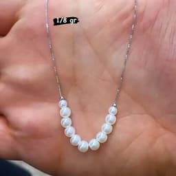 گردنبند نقره زنانه 925 عیار طرح جواهر وارداتی مدل مرواریدی وارداتی کامل با زنجیر مدل 11 تایی — تصویر ۳