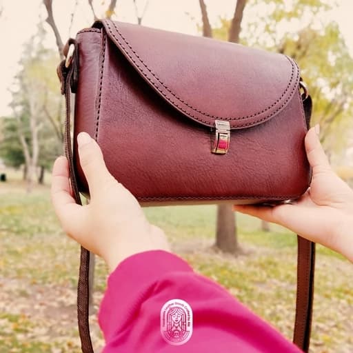 کیف چرم دست دوز چرم طبیعی زنانه آلا مدل لاله