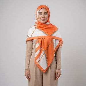 روسری زنانه مدل ابریشم توییل بهاره طرح زنجیری کد 2822