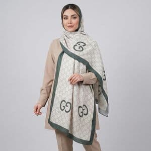 شال زنانه مدل نخی زمینه زنجیری حاشیه ساده