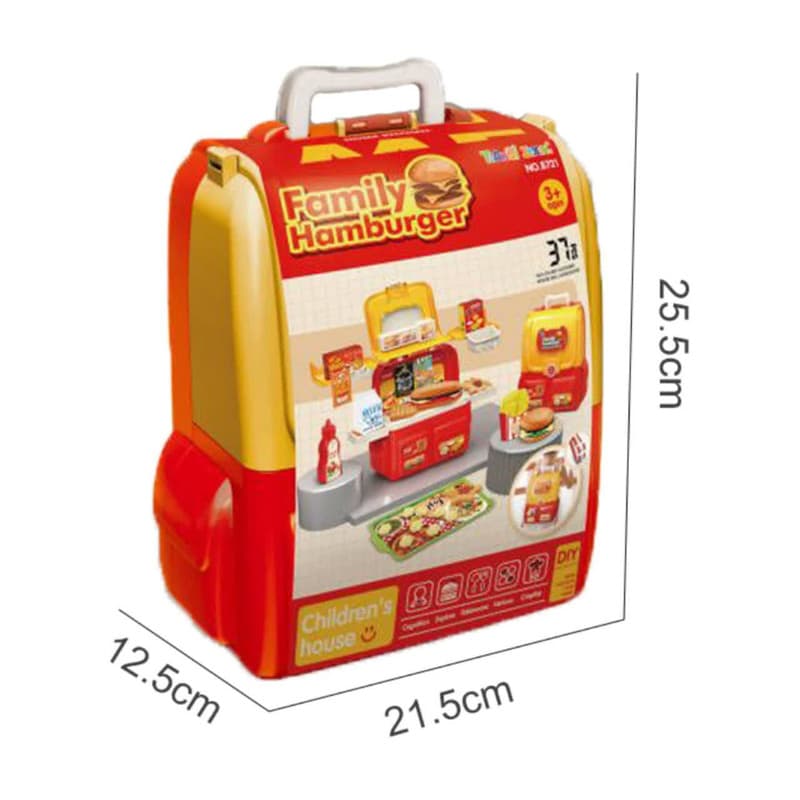 ست اسباب بازی آشپزخانه ناب سل مدل کوله پشتی فست فود 37 تکه 37PCS FAMILY HAMBURGER CHILDREN HOUSE — تصویر ۷