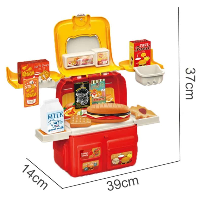 ست اسباب بازی آشپزخانه ناب سل مدل کوله پشتی فست فود 37 تکه 37PCS FAMILY HAMBURGER CHILDREN HOUSE — تصویر ۶