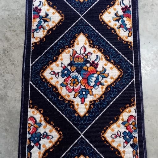 گلیم فرش ماشینی کاشان طرح گل آرا سرمه ای پادری (80در50)پس کرایه — تصویر ۲