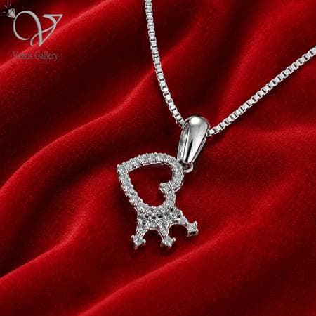 گردنبند نقره دخترانه طرح تاج و قلب کد 995 — تصویر ۵