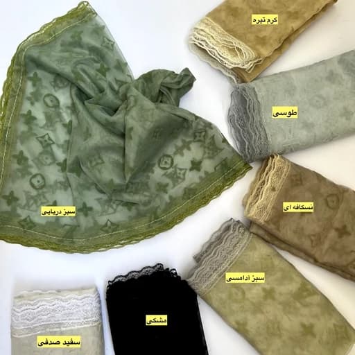 مینی اسکارف تور شیشه ای نقش برجسته دور گیپور - مینی اسکارف گیپوری مینی اسکارف مجلسی روسری مجلسی روسری شال