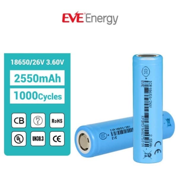 باتری لیتیومی قابل شارژ ایو مدل EVE INR18650-26V ظرفیت 2550 میلی‌آمپرساعت — تصویر ۳