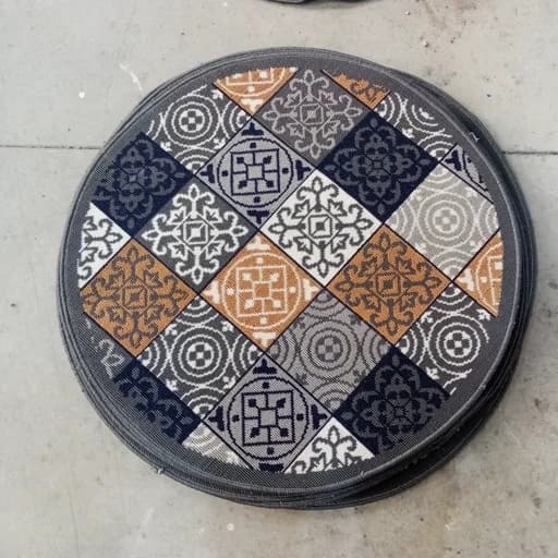 گلیم فرش ماشینی کاشان کد318 دودی دایره (یک در یک) پس کرایه