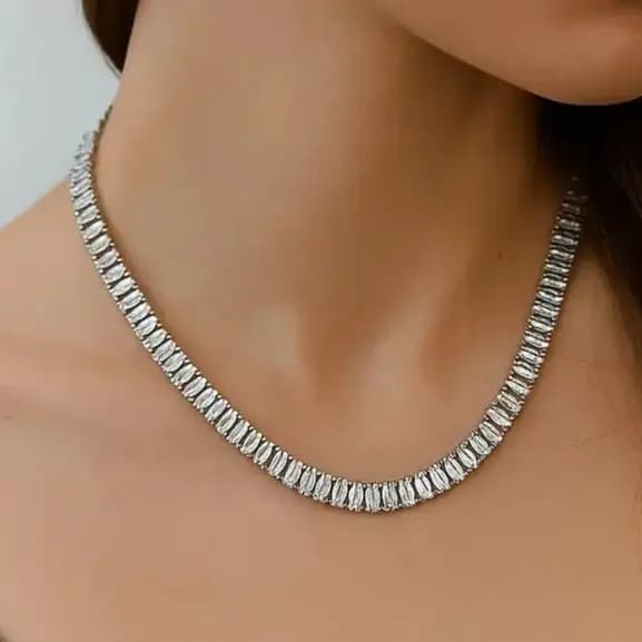 گردنبند نقره ای مینیمال تنیسی