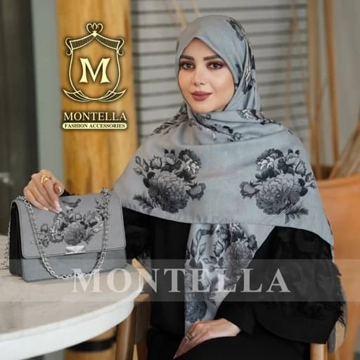 ست کیف و روسری رنگ طوسی ست کیف و شال ست روسری و کیف پاسپورتی روسری نخی رنگ طوسی