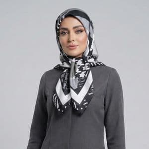 روسری زنانه مدل ابریشم توییل لاکچری طرح مزونی کد ana-5040