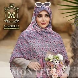 روسری (شال) بابونه صورتی طوسی جنس نخی قواره 130 — تصویر ۳
