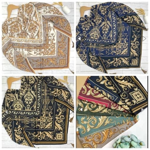 روسری(شال) نخی طرح الیزابت در شش رنگ ، روسری قواره دار 130