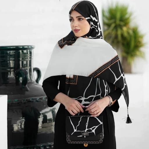 ست کیف و روسری (شال) طرح سنگی برند مونتلا کیف پاسپورتی روسری نخی قواره 130