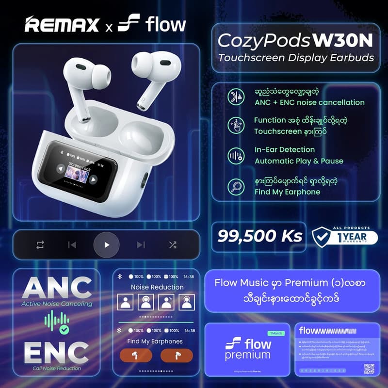 هدفون بلوتوثی ریمکس مدل CozyPods W30N — تصویر ۵