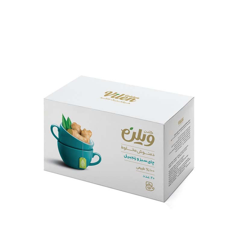 دمنوش گیاهی چای سبز و زنجبیل گلدن ویلن بسته 20 عددی — تصویر ۲