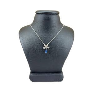 گردنبند نقره زنانه سواروسکی مدل گل تمام سنگ مدل اشک کد 5487541