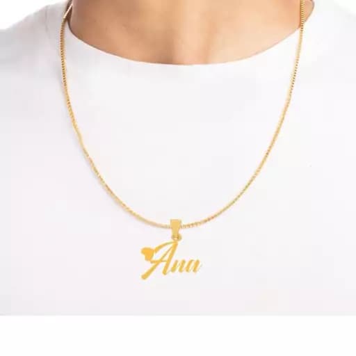 گردنبند نقره اسم آنا Ana با آبکاری طلا 18 عیار و زنجیر جنس استیل رنگ ثابت کد4