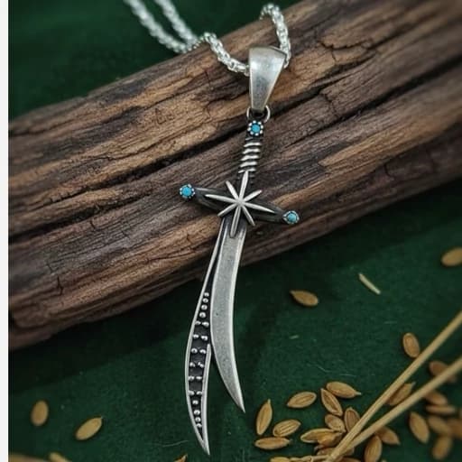 گردنبند نقره شمشیر بدون زنجیر