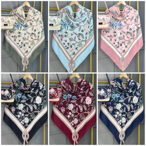 روسری (شال) نخی طرح گلاره در شش رنگ ، روسری نخی قواره دار — تصویر ۲