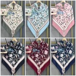 روسری (شال) نخی طرح گلاره در شش رنگ ، روسری نخی قواره دار — تصویر ۳