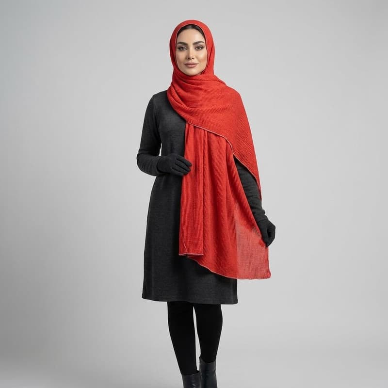 شال زنانه مدل پلیسه لبه لمه دار کد 0080 — تصویر ۵