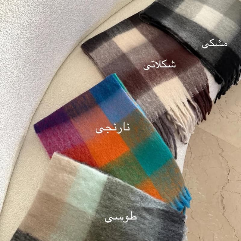 شال گردن زنانه مدل بیگ اسکارف طرح چهارخونه — تصویر ۳