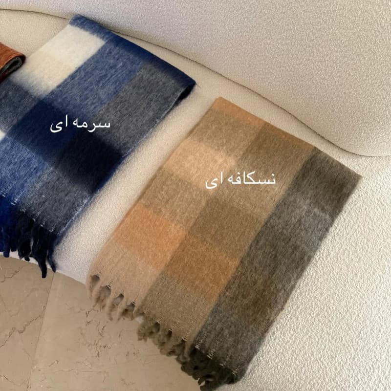 شال گردن زنانه مدل بیگ اسکارف طرح چهارخونه — تصویر ۵