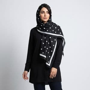 شال زنانه مدل نخ پاییزه مزونی طرح خال خالی جذاب کد ana-1890 — تصویر ۶