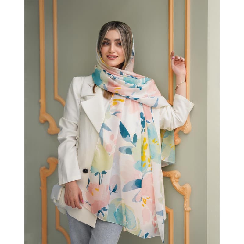 شال زنانه مدل نخ پنبه مزونی کد ana-1491 — تصویر ۳