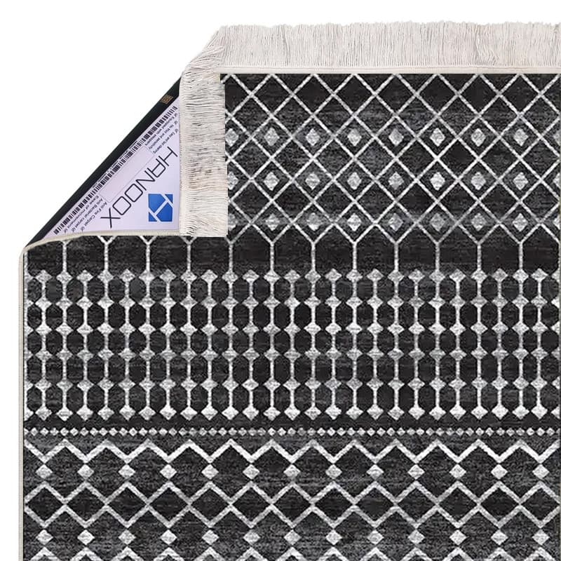 فرش ماشینی 1000 شانه زمینه خاکستری حاشیه طوسی هانوکس مدل مراکشی کد MHX.009.4 — تصویر ۳