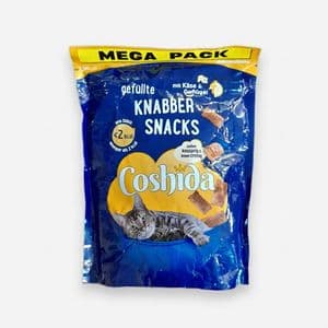 تشویقی گربه کوشیدا مدل کرانچی مغزدار مرغ و پنیر وزن ۱۵۰ گرم