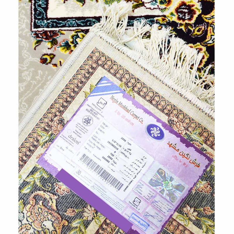 فرش ماشینی نگین مشهد کد 2596 زمینه فیلی — تصویر ۷