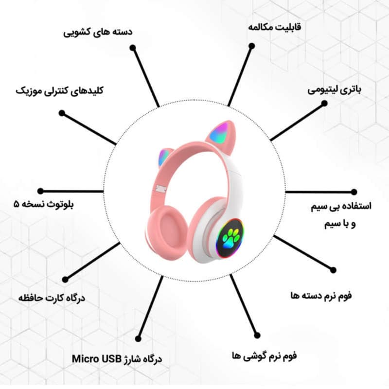 هدفون بی سیم مدل کت دیزاین STN-28 N2023 — تصویر ۴