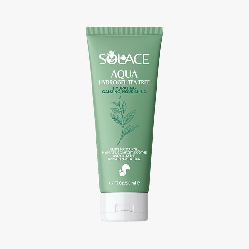 ژل آبرسان صورت، گردن سولس مدل ژل آبرسان Aqua Hydrogel Tea Tree مناسب برای چرب، آکنهدار، مختلط حجم 50 میلیلیتر — تصویر ۴