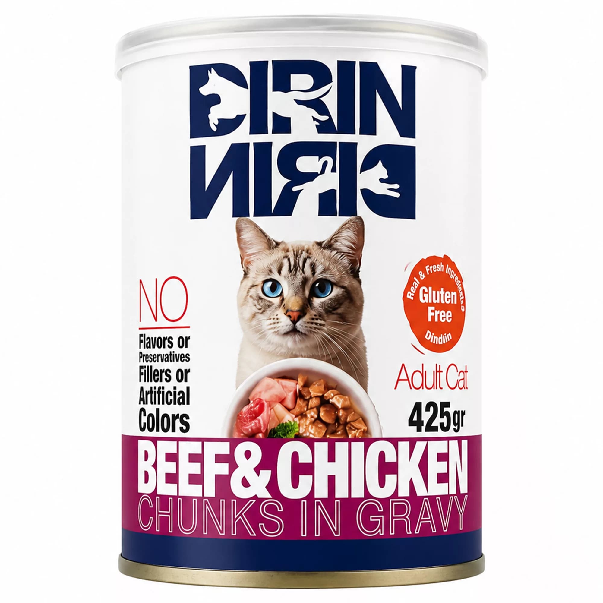کنسرو غذای گربه بالغ دیرین دیرین مدل Chunk طعم گوشت و مرغ وزن 425 گرم — تصویر ۵