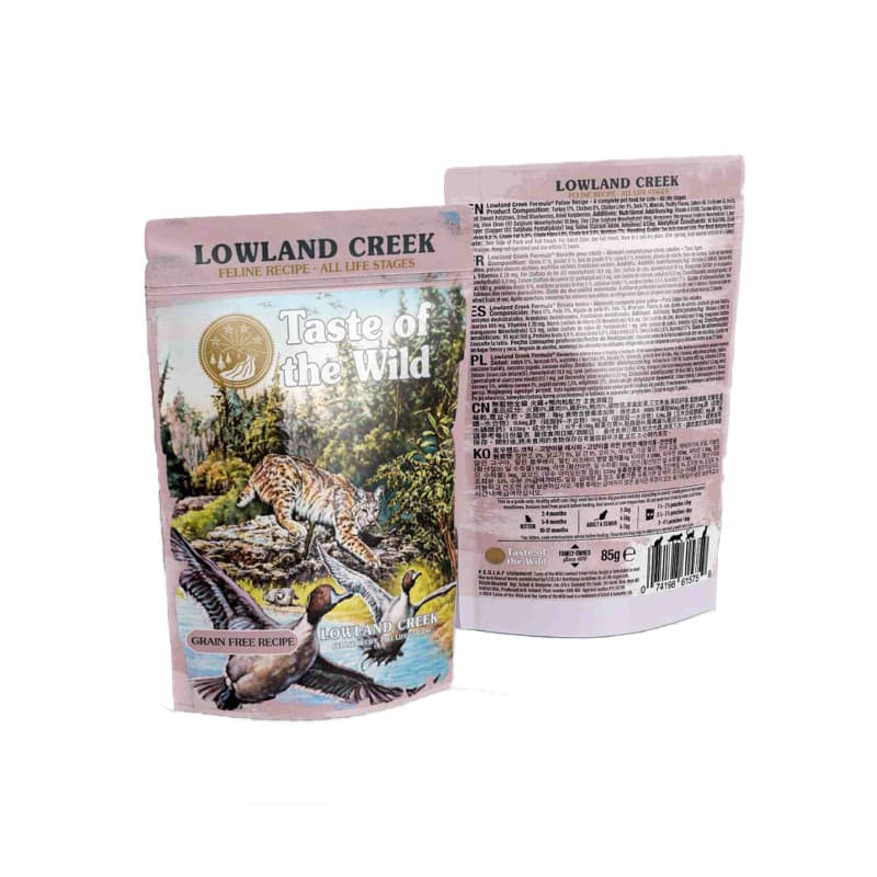 پوچ گربه بالغ تیست آف ویلد مدل Lowland Creek Chunks in Gravy طعم مرغ و گوشت پرندگان وزن ۸۵ گرم — تصویر ۳