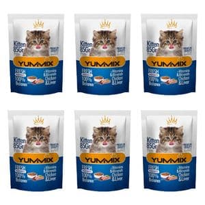 پوچ بچه گربه یامیکس مدل پک پته طعم مرغ و جگر بسته 6 عددی