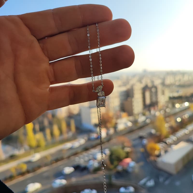 گردنبند نقره زنانه مدل آیس کات مولتی شِیپ — تصویر ۳