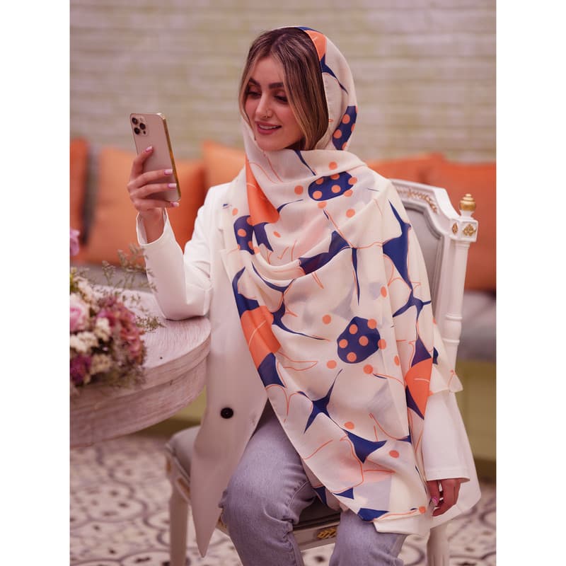 شال زنانه مدل نخ پنبه مزونی پاییزی کد n-1506 — تصویر ۲