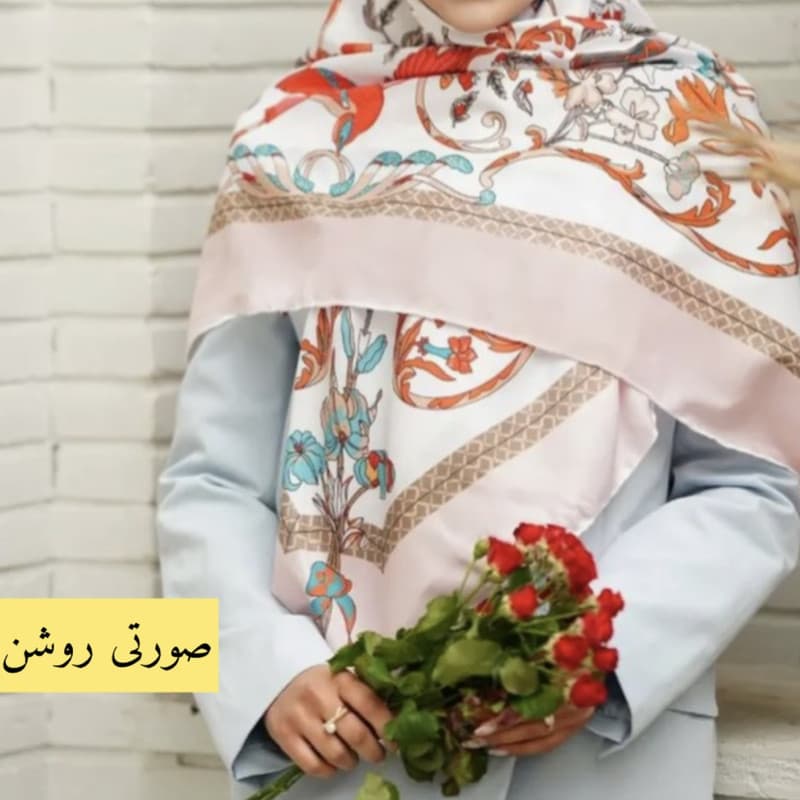 روسری زنانه مدل نخ توییل دست دوز کد 02 — تصویر ۹