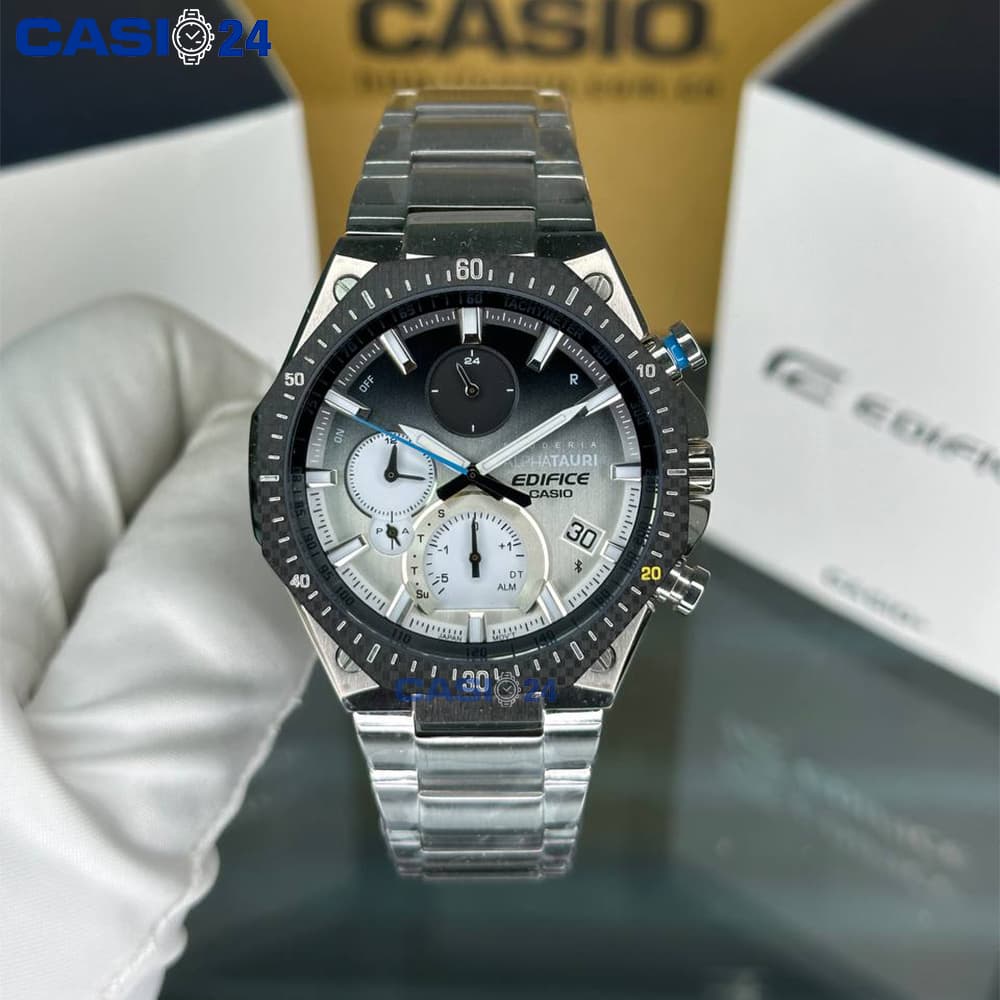 ساعت مچی مردانه کاسیو ادیفایس casio edifice EQB-1100AT-2A بند و قاب استیل رنگ ثابت،مسترکوالیتی. — تصویر ۱۱